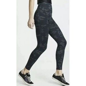 Spanx Look At Me Now Seamless Camo Leggings Full Length Camouflage Blue Black M